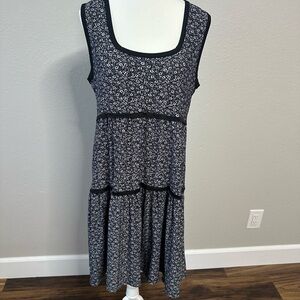 Max Studio Black and White Tiered Midi Sundress